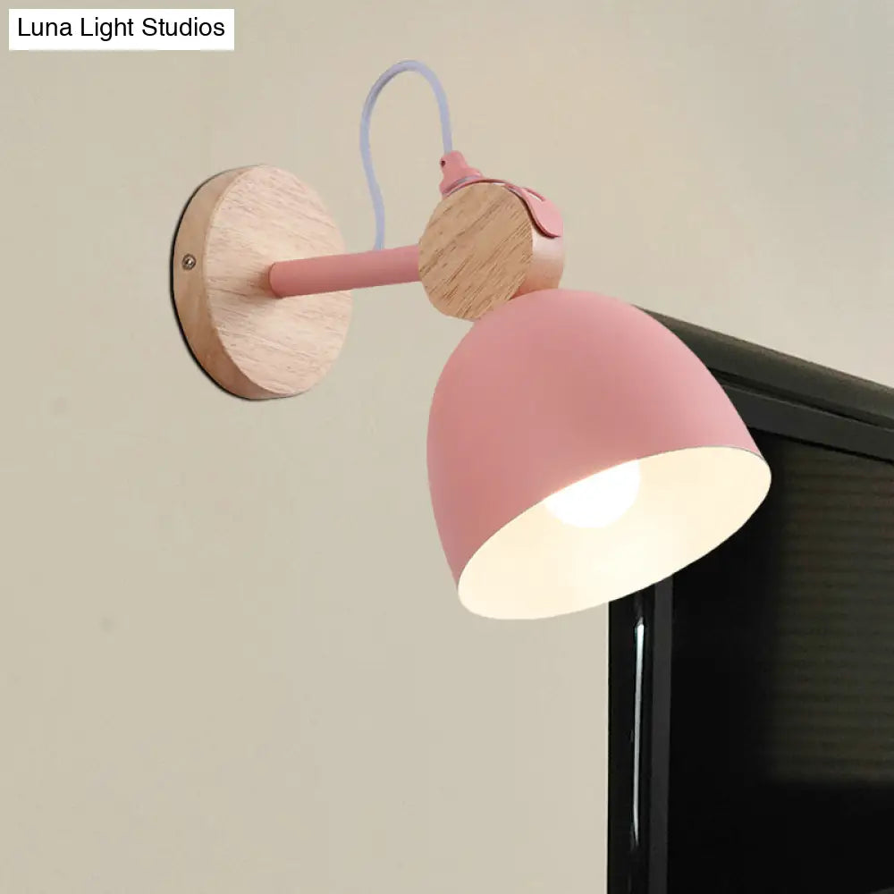 Adjustable Nordic Style Metal Dome Wall Sconce With 1 Light - Perfect For Living Rooms