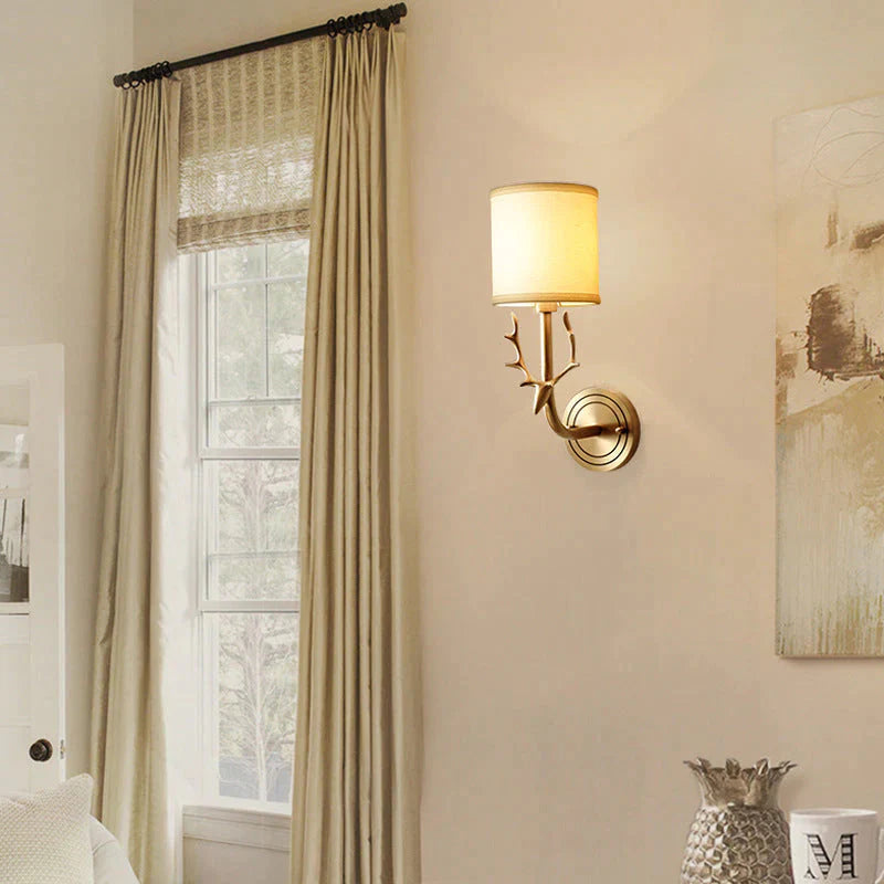 Applique murale en cuivre de chambre à coucher de couloir d'antler d'armoire tout en cuivre