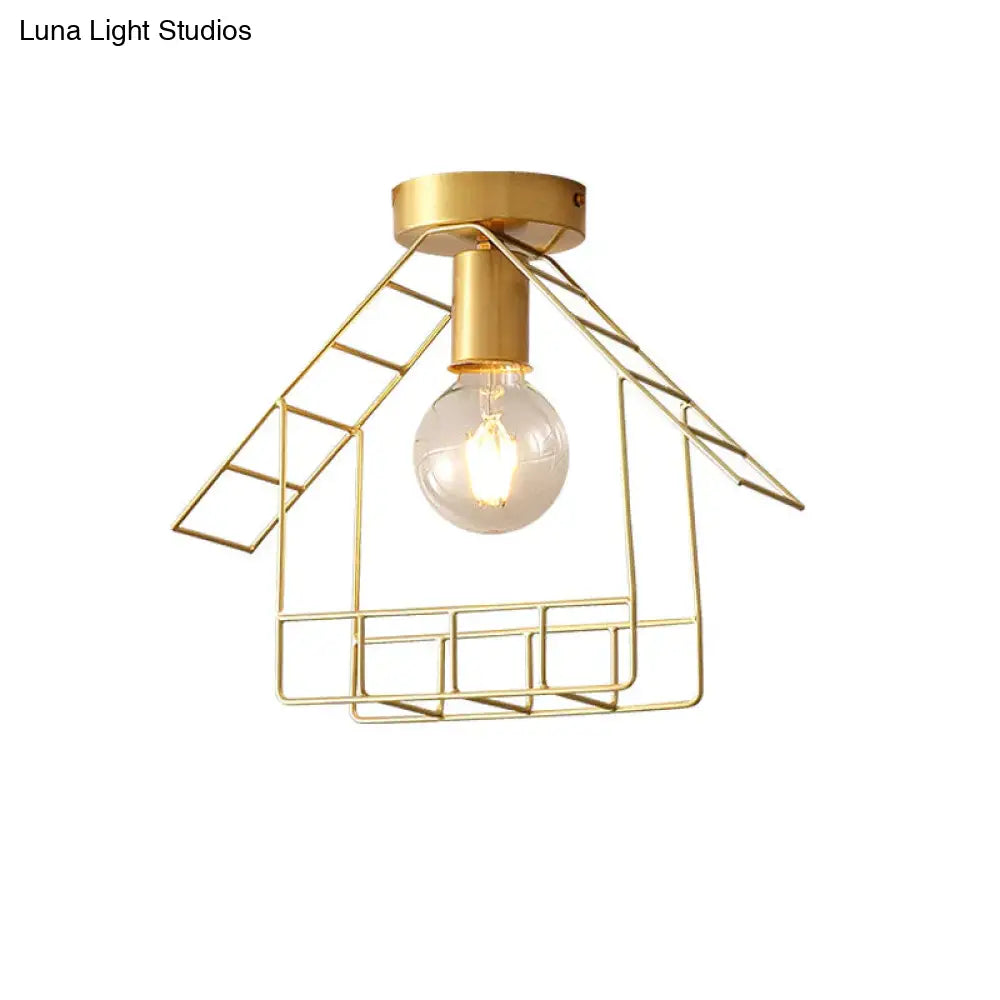 American All-Copper Balcony Ceiling Lamp