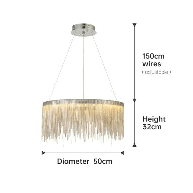 Aurora - Rectangle Led Chandelier Silver Dia50Cm / Three Color Change
