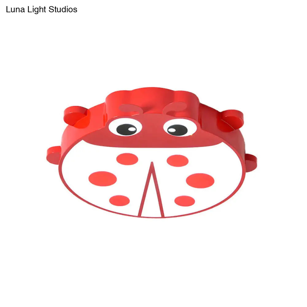 Baby Room Cartoon Ladybug Ceiling Mount Light - Slim Acrylic & Metal Lamp