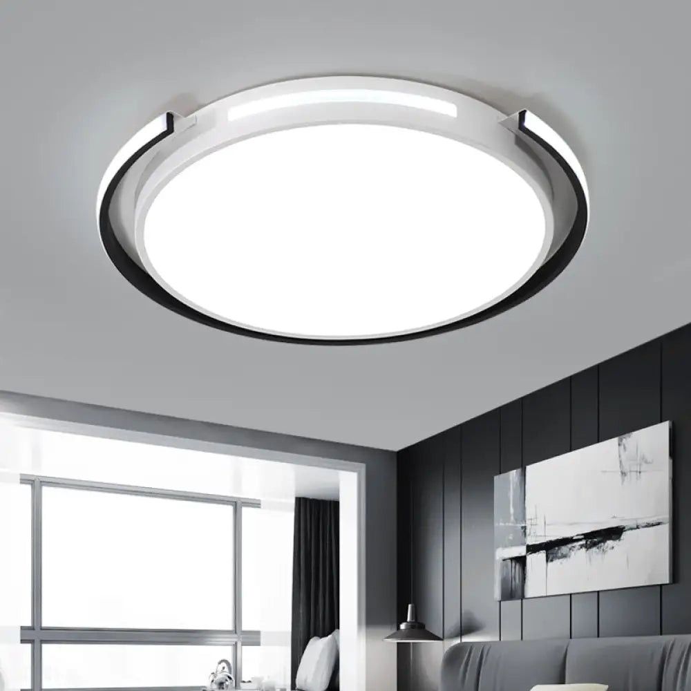Black and White Round Ceiling Light with Acrylic Shade - Minimalism LED Flush Mounted Lamp Black-White / 18’’ / White