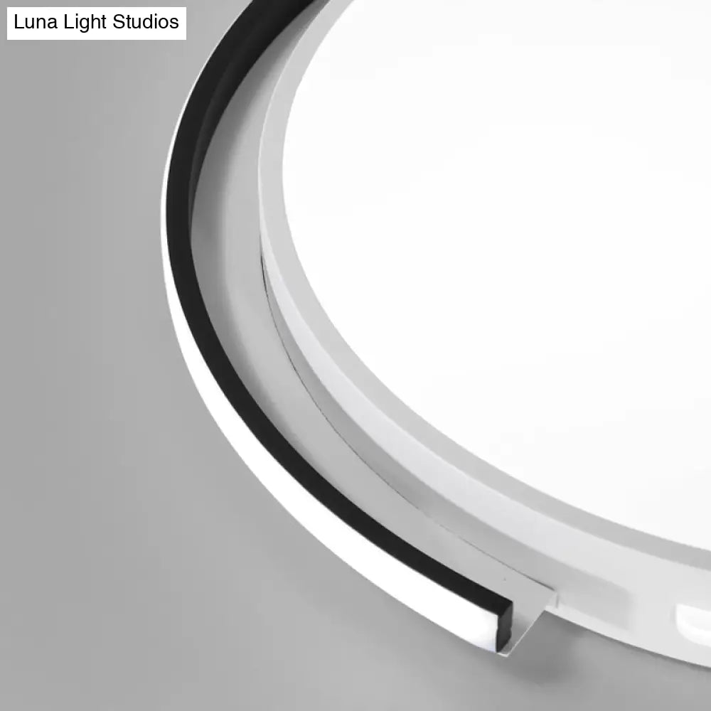 Black and White Round Ceiling Light with Acrylic Shade - Minimalism LED Flush Mounted Lamp