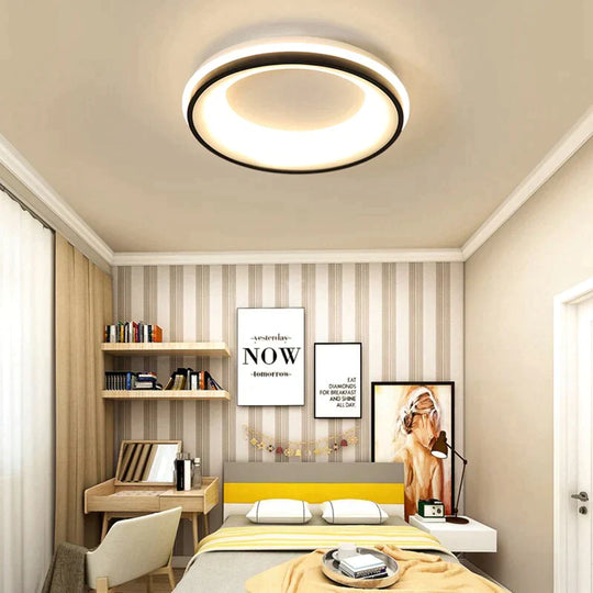 Black + White Finished Modern Led Ceiling Lights For Bedroom Study Room Living Square/Round Lamp
