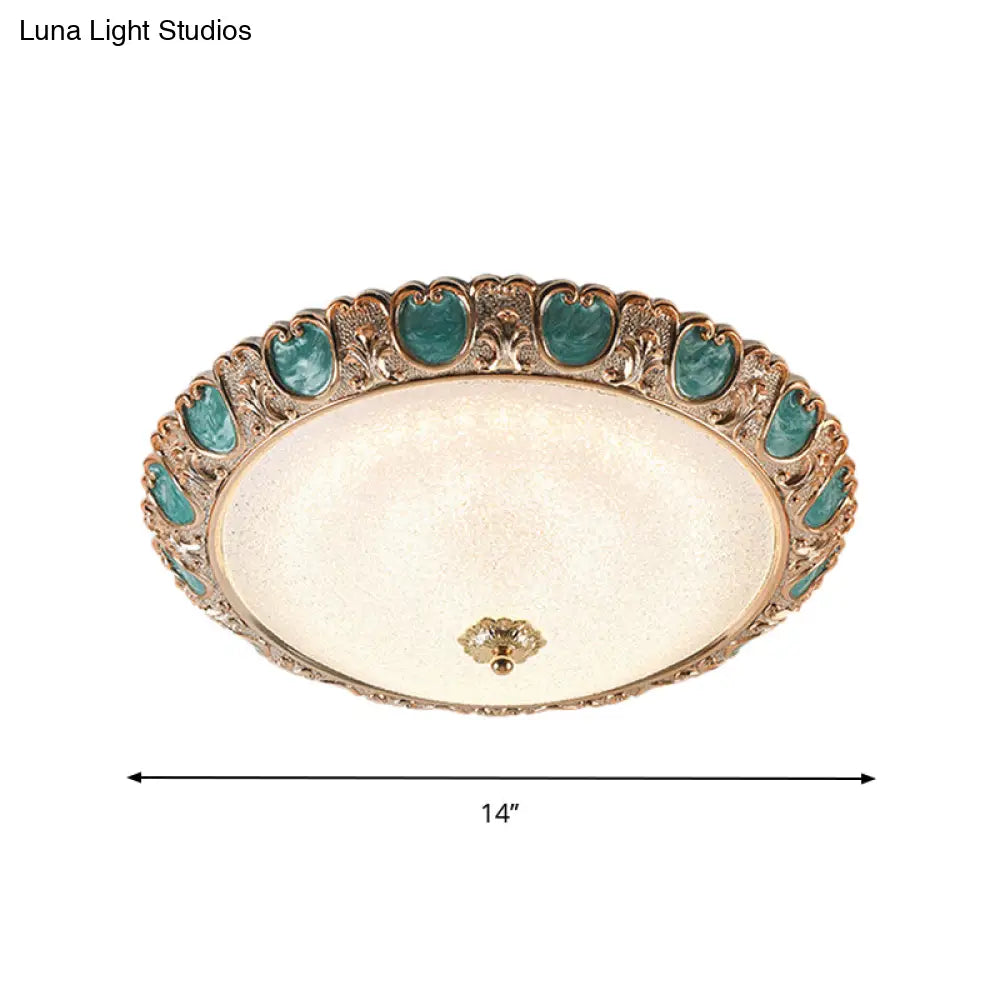 Blue Dome Ceiling Light With Led And Country Cream Glass In Warm/White Available 3 Sizes
