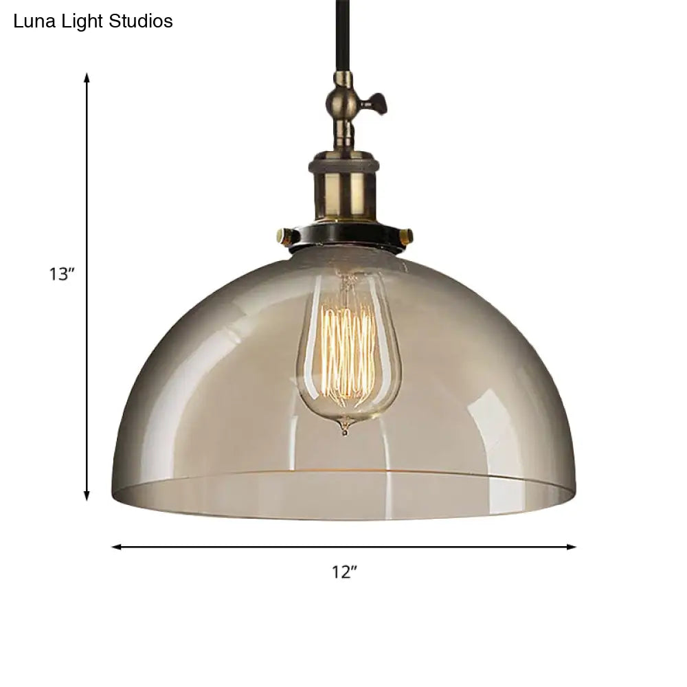 Brass Dome Pendant Ceiling Light With Clear Glass And 1 - Perfect For Dining Room