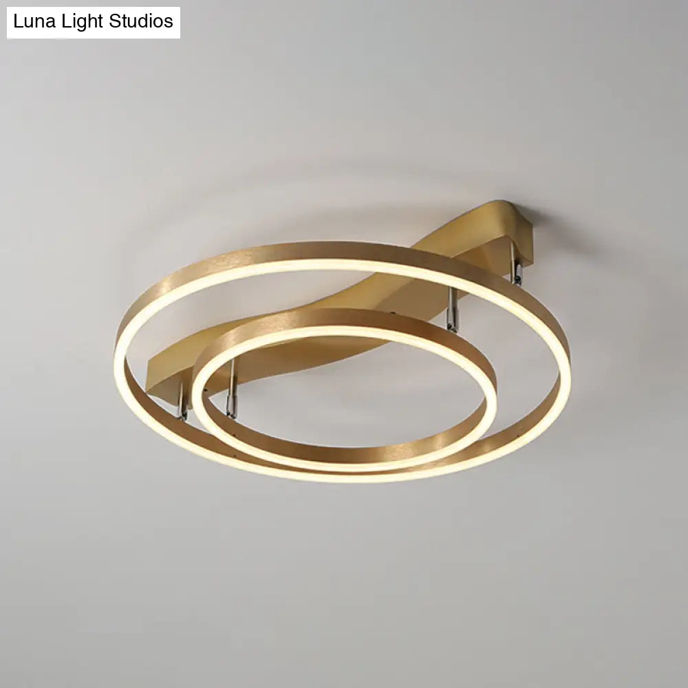 Brass Multi-Ring Led Flushmount Ceiling Light For Living Room