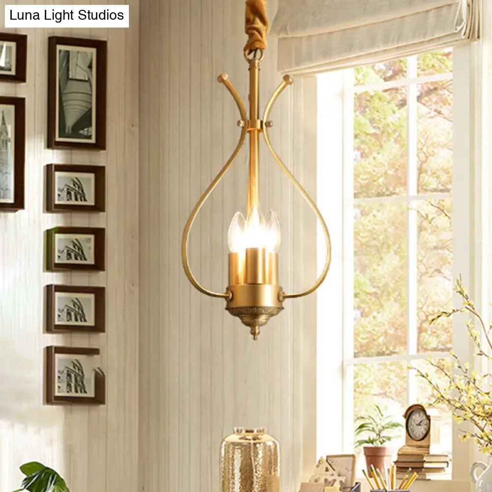 Classic 4-Light Gold Candle Chandelier - Dining Room Pendant Lighting With Metal
