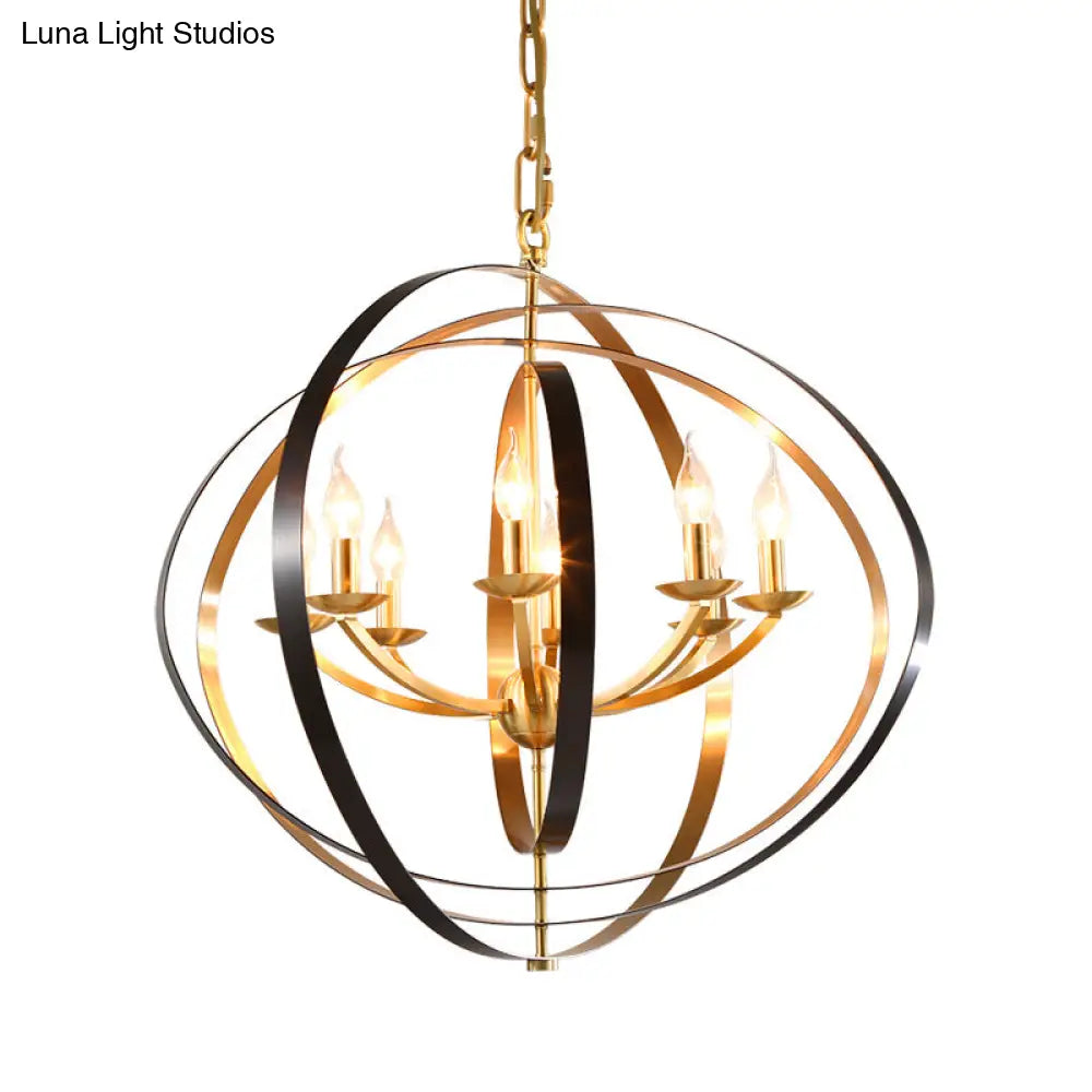 Classic Gold Pendant Chandelier - 8-Light Metal Hanging Light For Living Room