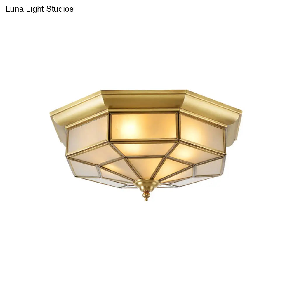 Colonial Brass Ceiling Light With Prismatic Milky Glass - 4/6 Bulbs Ideal For Living Rooms 17’ Or