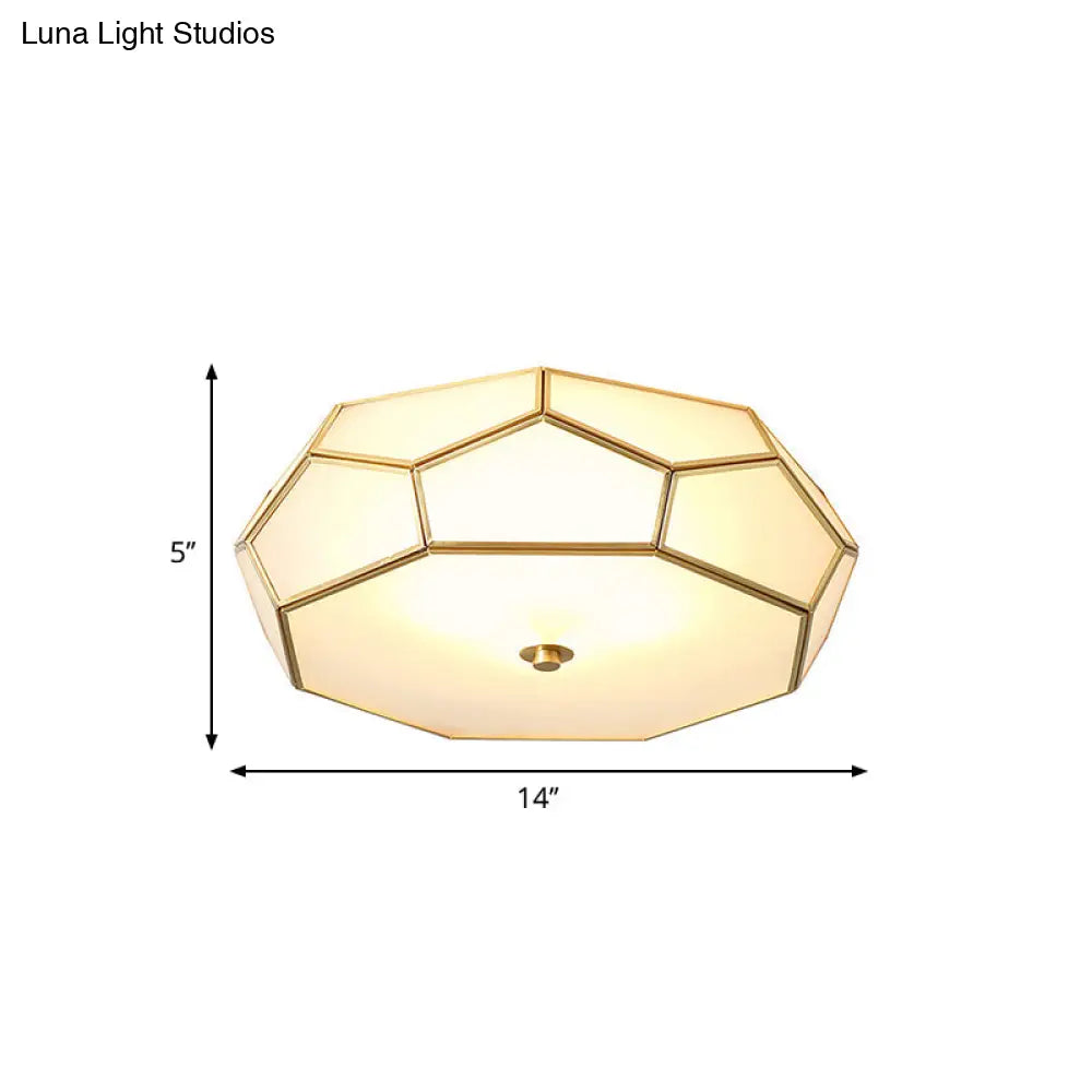 Colonial Flush Mount Lamp: White Sandblasted Glass Octagon Ceiling Fixture 3/4 Heads 14’/18’ W