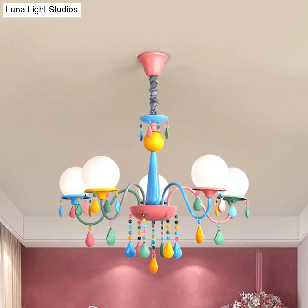 Colorful Curved Chandelier Lights: Pink And Yellow Metallic Pendant Lamp With Or Without Shade