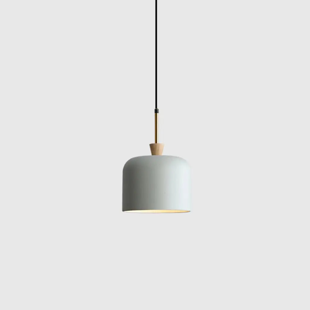 Colorful Macaron Pendant Light With Metal Shade - Industrial Hanging Lamp Green / 8’