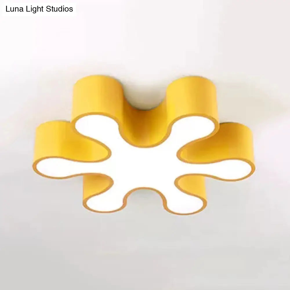 Colorful Petal Acrylic Led Ceiling Lamp For Kindergarten - Red/Yellow/Blue/Green 19.5/23.5 W Yellow