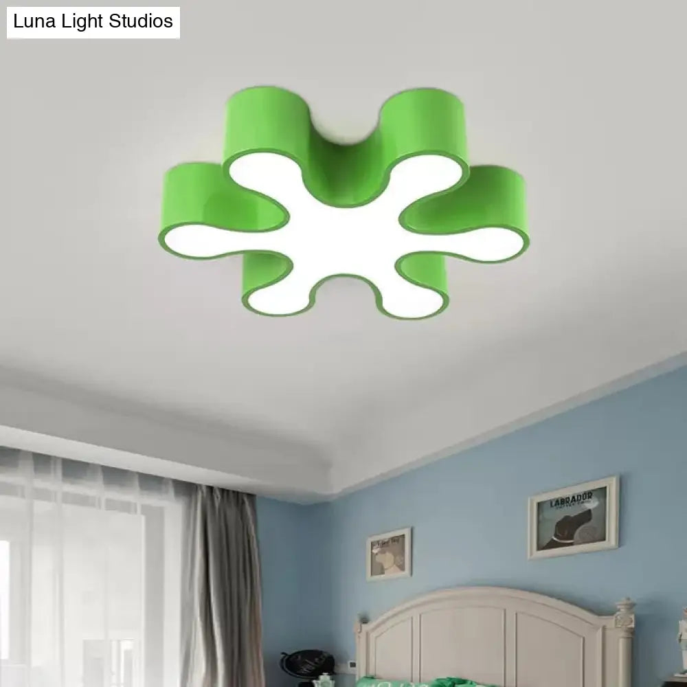 Colorful Petal Acrylic Led Ceiling Lamp For Kindergarten - Red/Yellow/Blue/Green 19.5’/23.5’ W