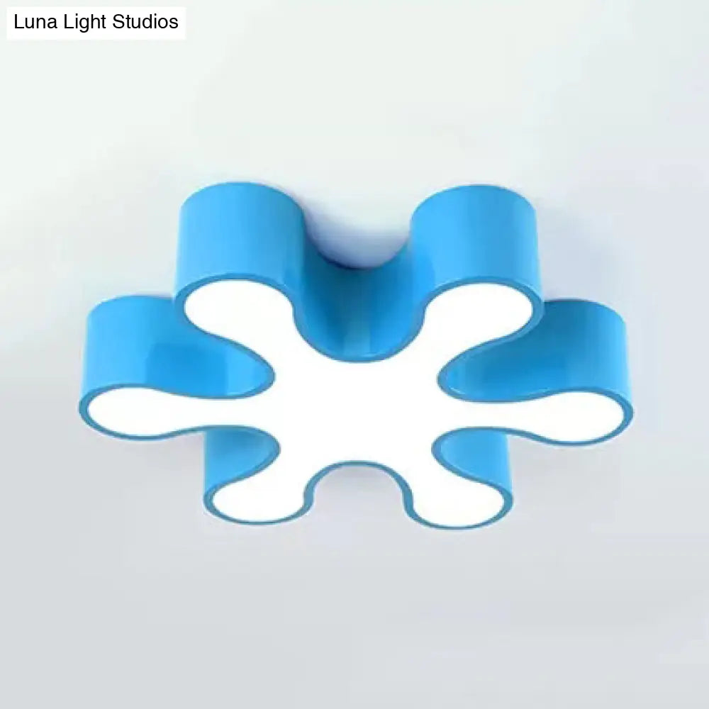 Colorful Petal Acrylic Led Ceiling Lamp For Kindergarten - Red/Yellow/Blue/Green 19.5/23.5 W Blue /