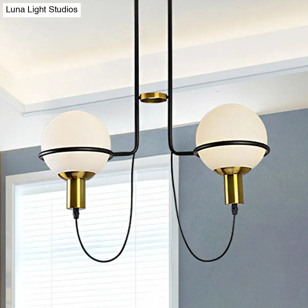 Contemporary 2/4 Light Gold Hanging Pendant Chandelier with Clear Glass Shade