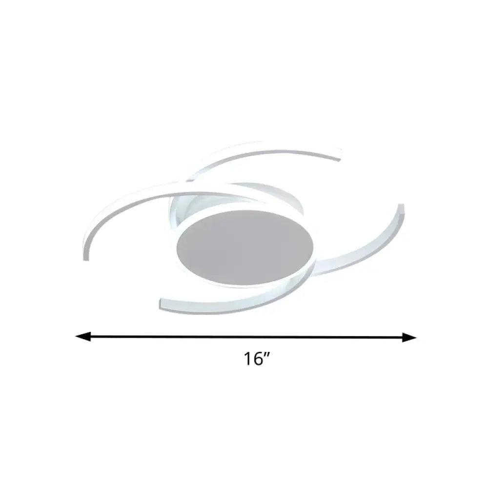 Contemporary Acrylic Flushmount With Double C Design - Indoor White Led Lighting