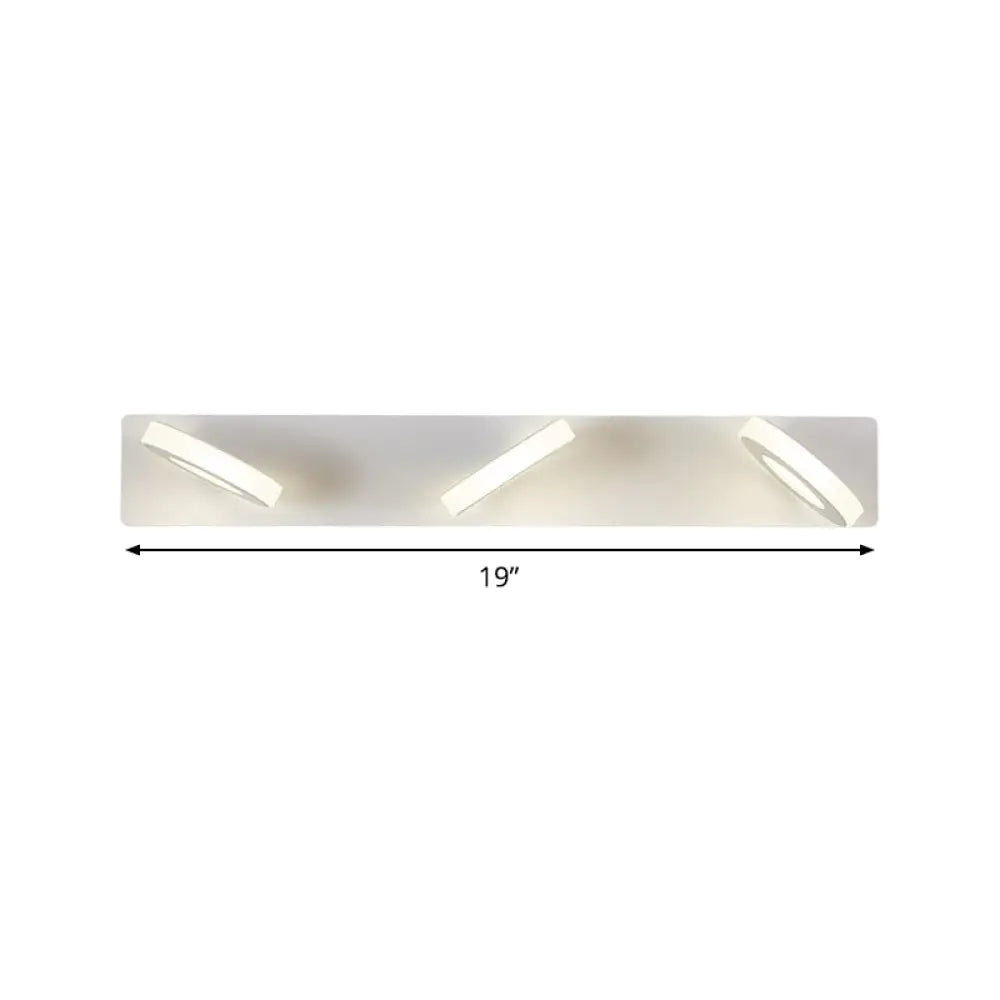 Contemporary Adjustable Circle Bathroom Wall Light Fixture In White Acrylic With 3 Bulbs -