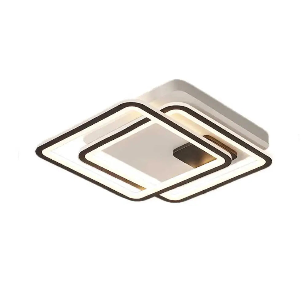 Contemporary Black 2-Tier Led Ceiling Flush Mount - 18/23 Wide | Warm/White Light