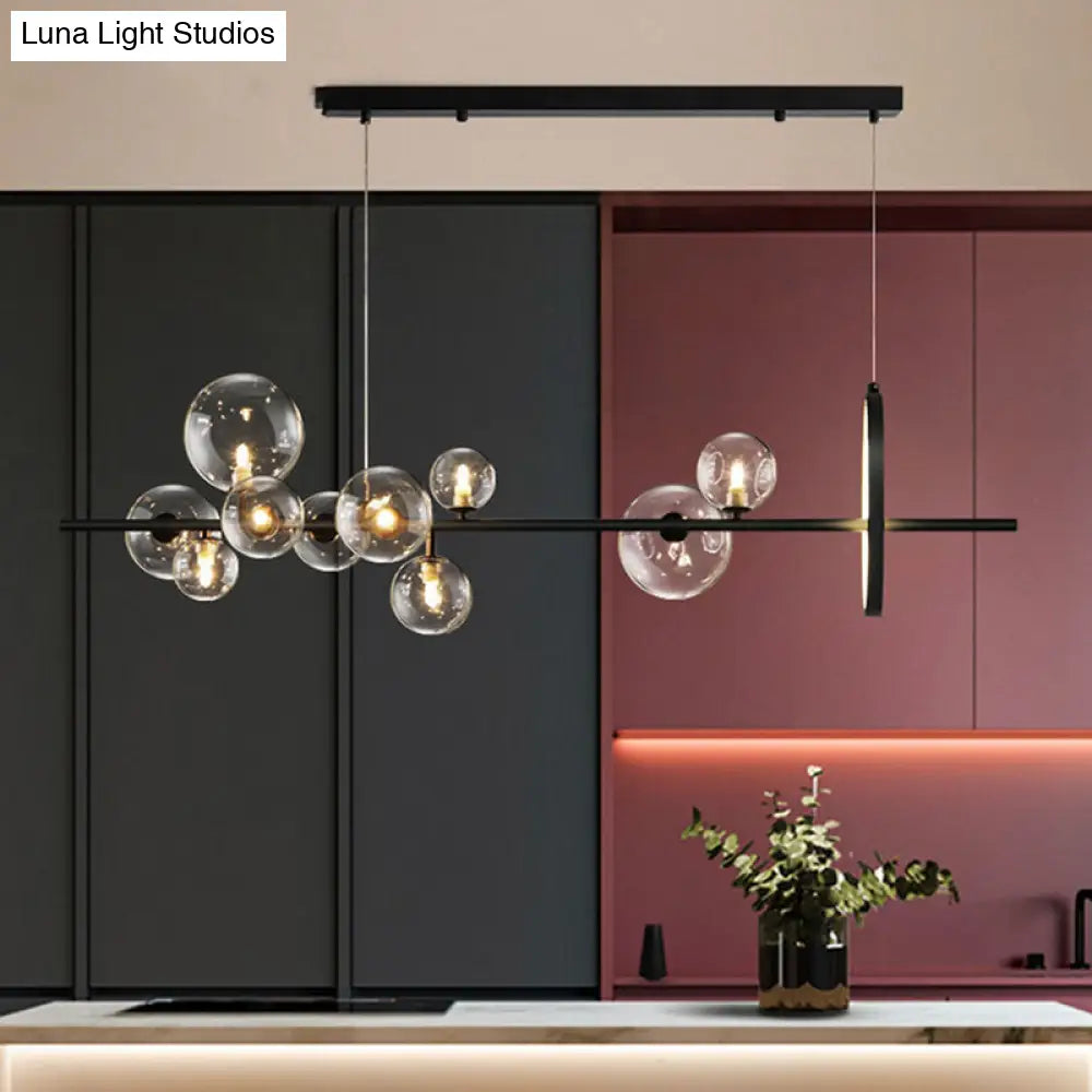 Contemporary Black Glass Pendant Lighting For Dining Table - Island Ceiling Light