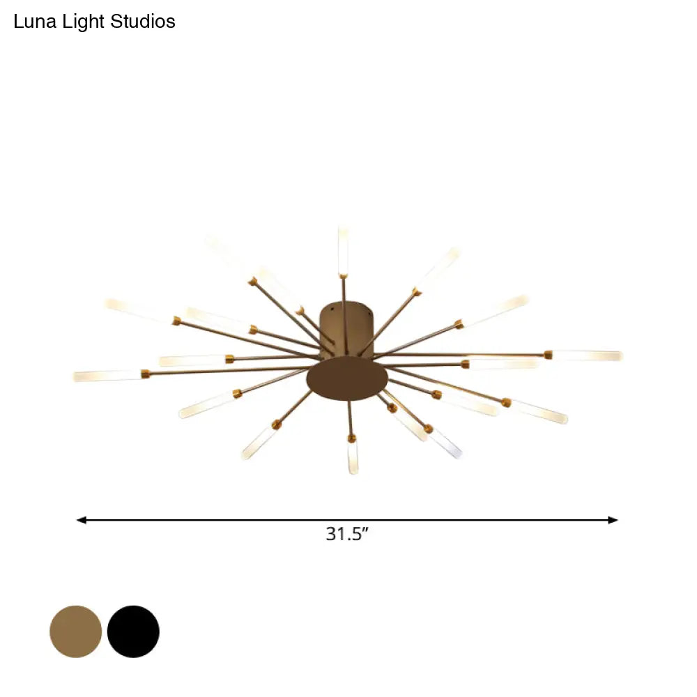 Contemporary Black/Gold Ceiling Light Fixture With Acrylic Led For Bedroom - Semi Flush Mounted