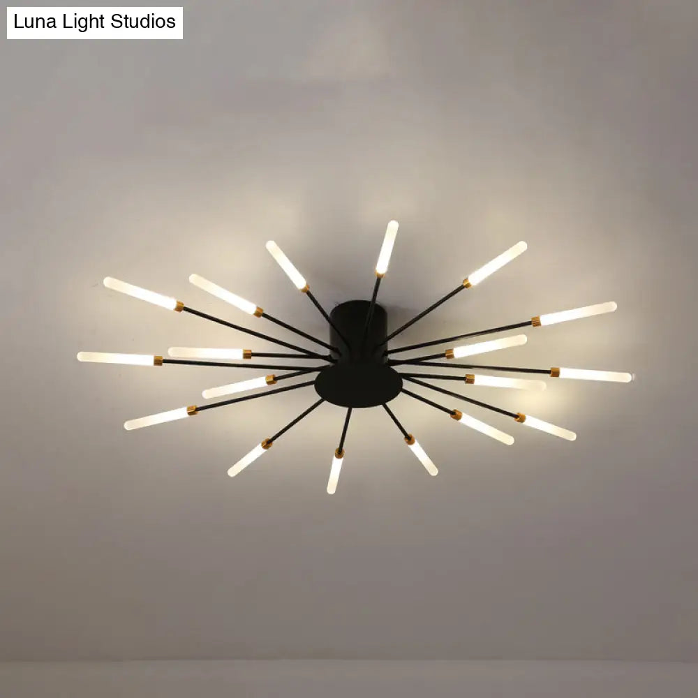 Contemporary Black/Gold Ceiling Light Fixture With Acrylic Led For Bedroom - Semi Flush Mounted
