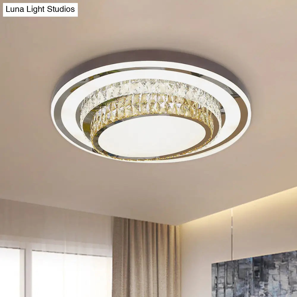 Contemporary Crystal Led Flush Ceiling Light