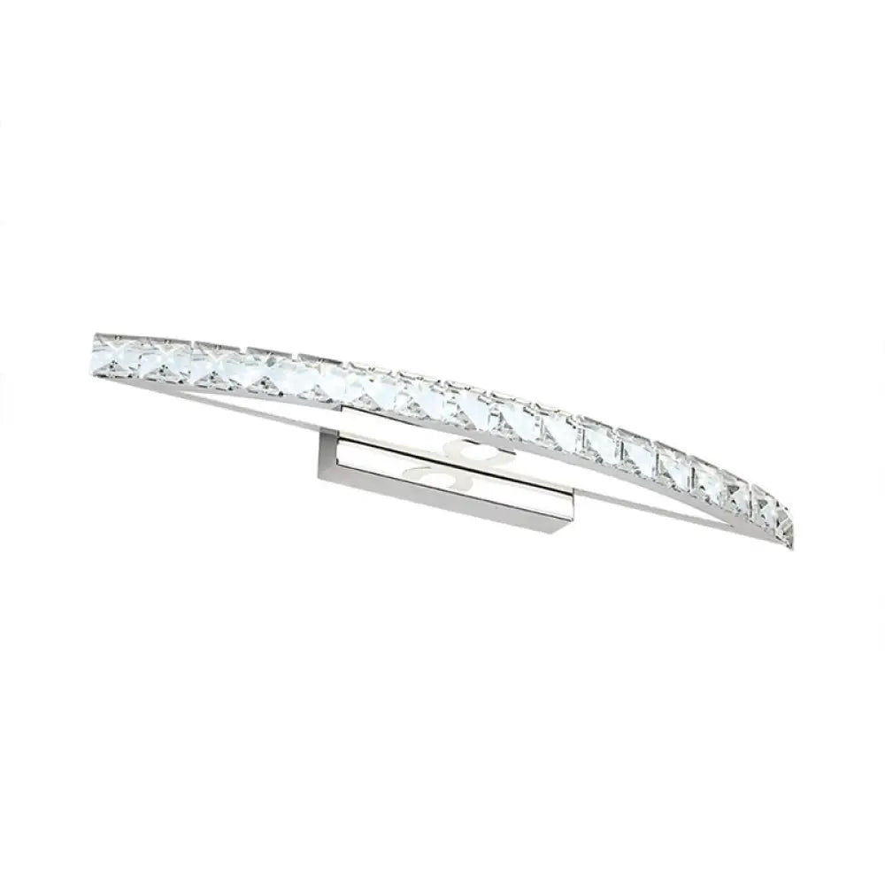 Contemporary Crystal Silver Wall Sconce Light - Bow Shaped Vanity Lighting For Bathroom Warm/White