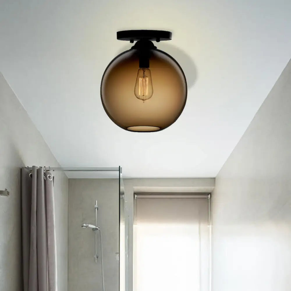 Contemporary Glass Orbit Ceiling Light Fixture - Red/Sky Blue/Amber/Dark Smoke/Coffee 1 Head Indoor