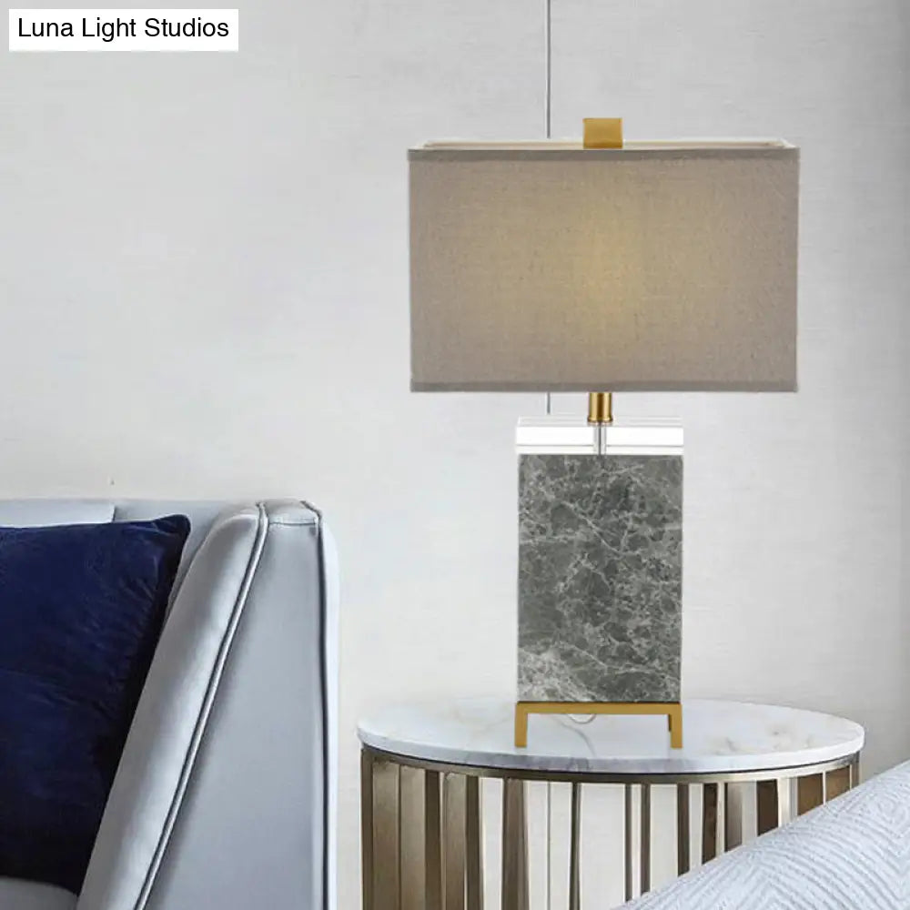 Contemporary Grey Fabric Nightstand Lamp With 1 Bulb - Perfect For Reading Books