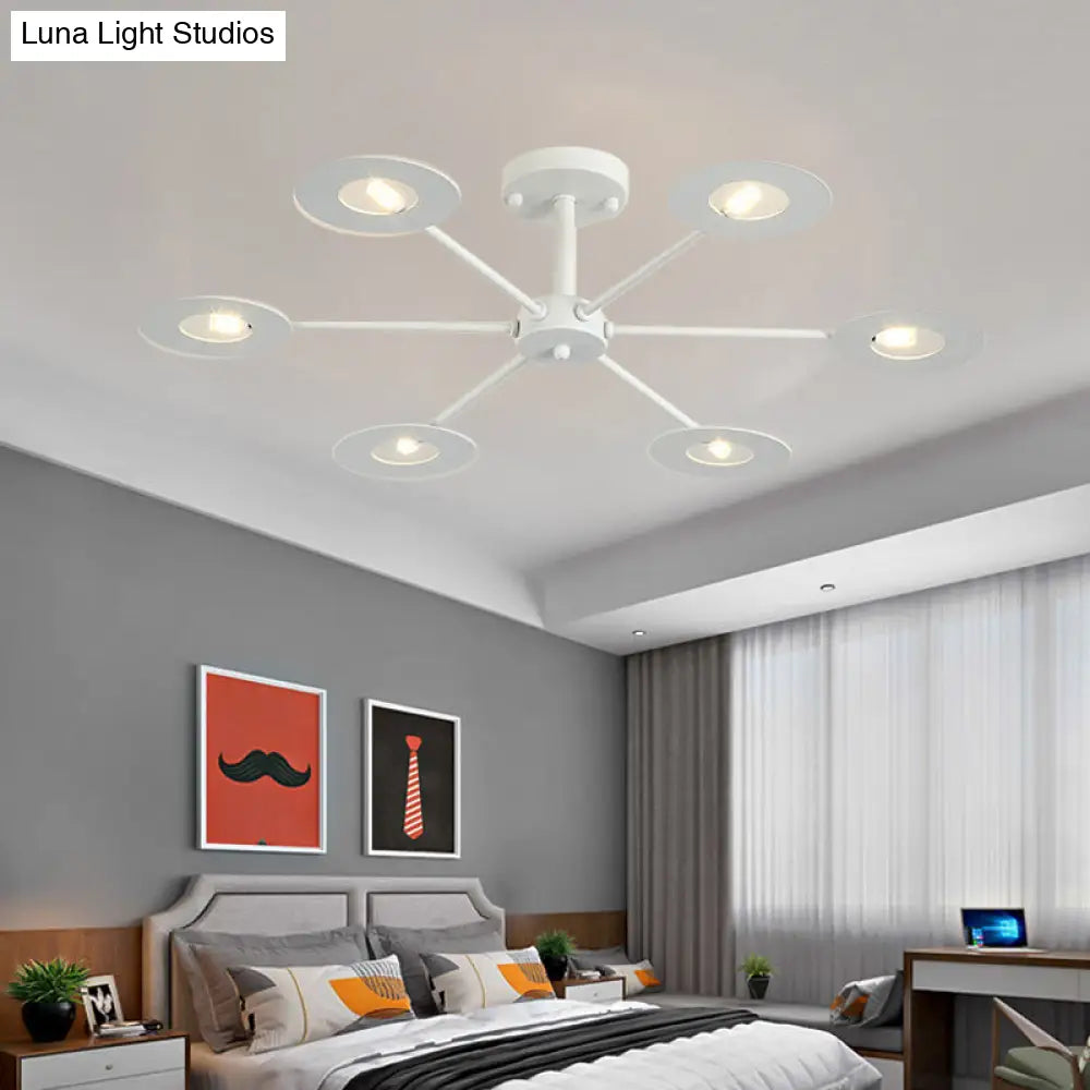 Contemporary Iron Sputnik Chandelier: 6/8-Head Hanging Lamp For Bedroom Black/White/Black-Gold