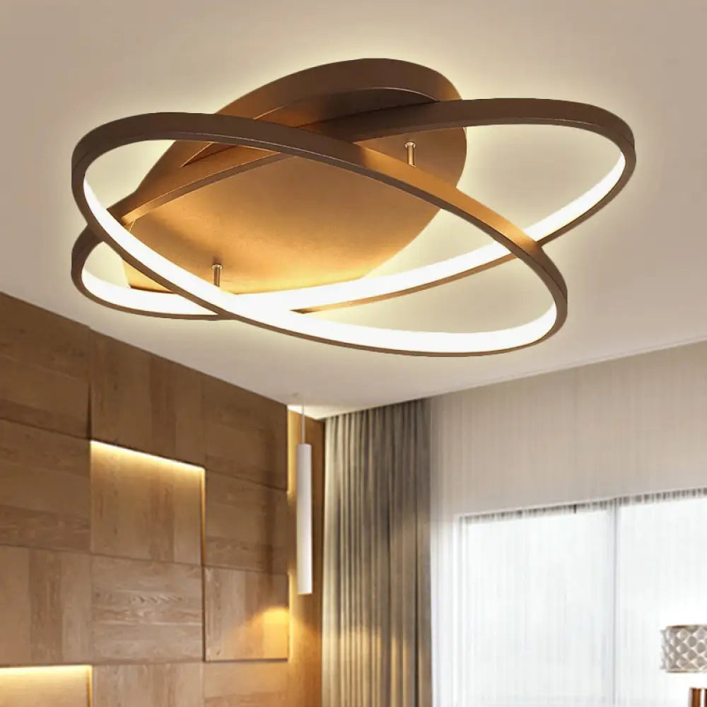 Contemporary Led Acrylic Flush Mount Ceiling Lamp - 21’/29.5’/34’ Wide Black/Brown Warm/White