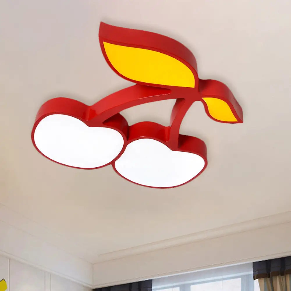Contemporary Led Flush Mount Light Fixture With Acrylic Shade - White Grape/Banana/Apple Theme / G