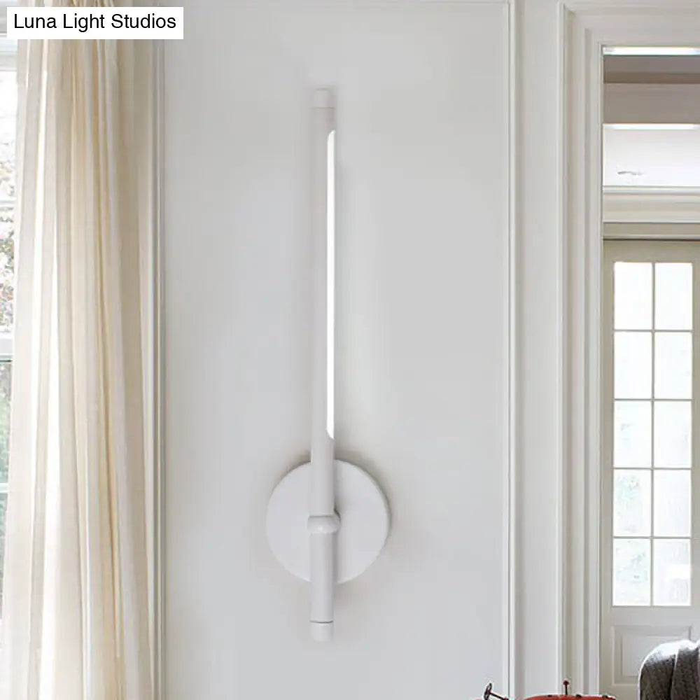 Contemporary Led Sconce Light - Metal And Acrylic Shade Black/White Tubular Wall Mount Warm/White