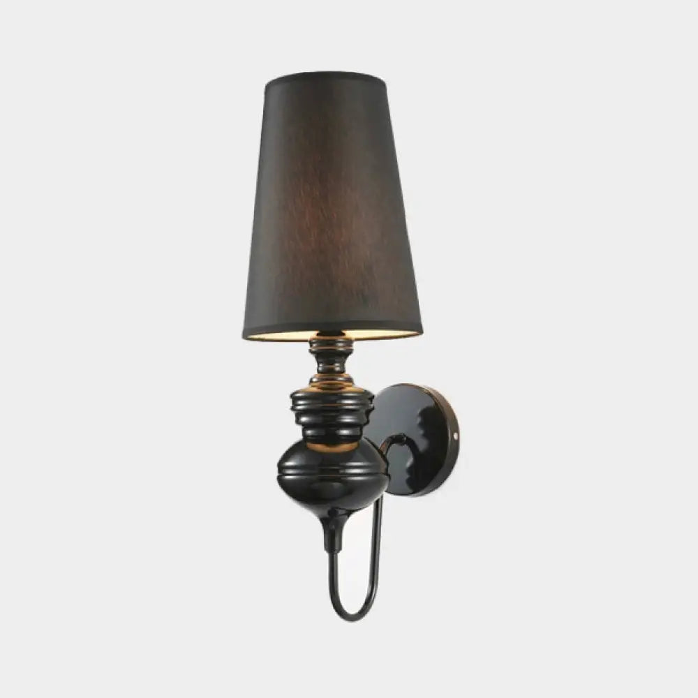 Contemporary Led Tapered Wall Sconce Light 6/8/10 Dia Fabric White/Black/Silver Black / 10