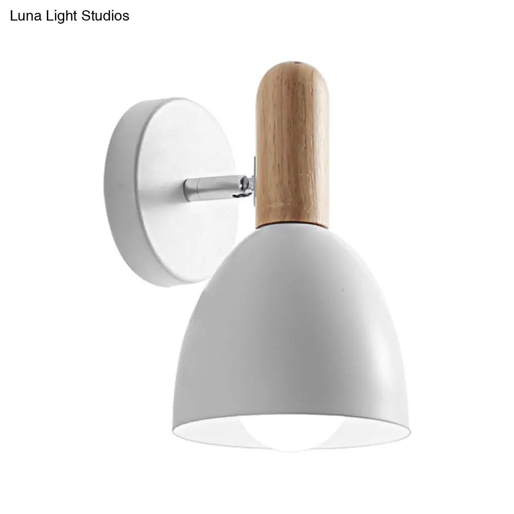 Contemporary Metal Dome Wall Sconce - 1 Head Black/Gray/White Light For Bedroom 5 W