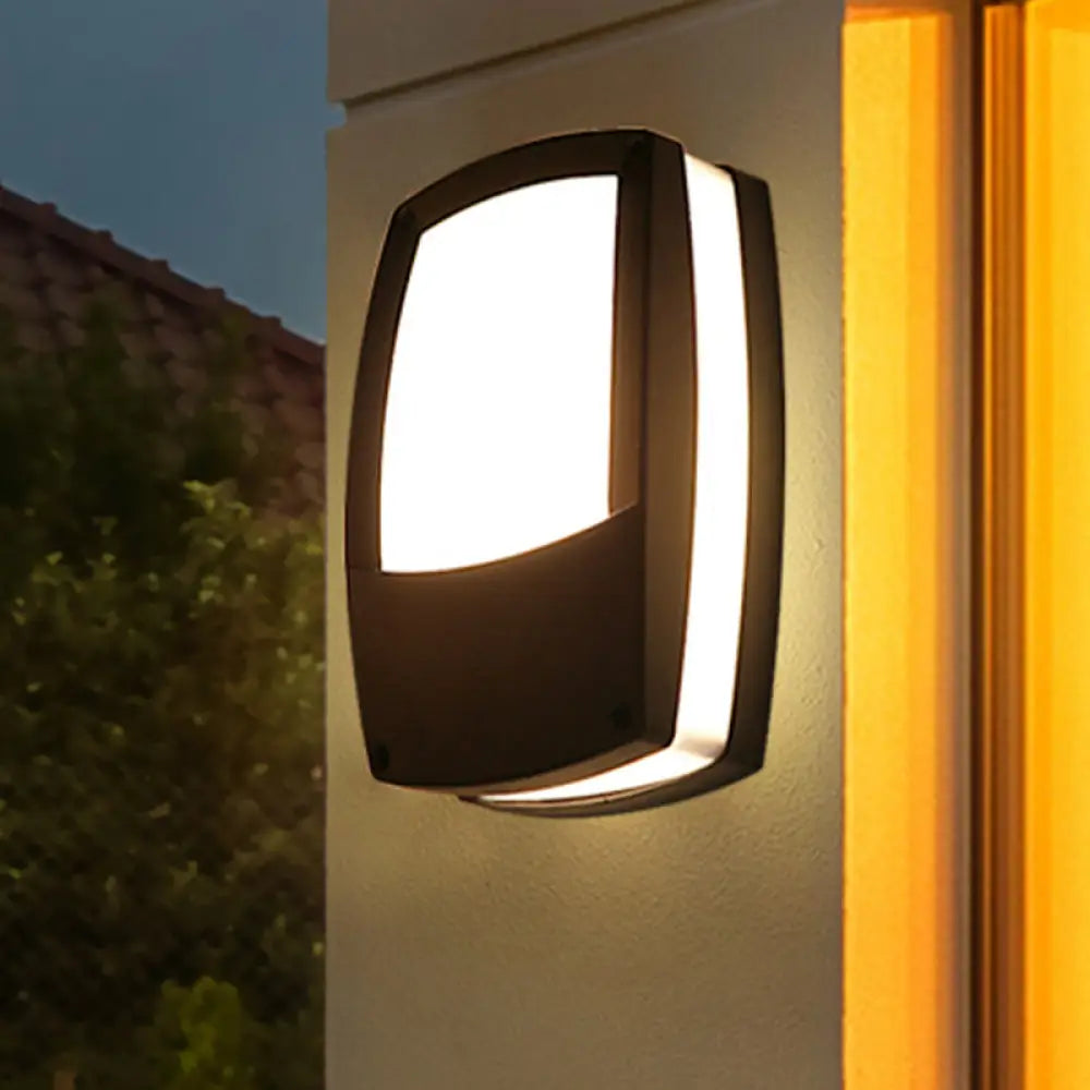 Contemporary Outdoor Black Led Wall Lamp - Acrylic Mount Light Fixture