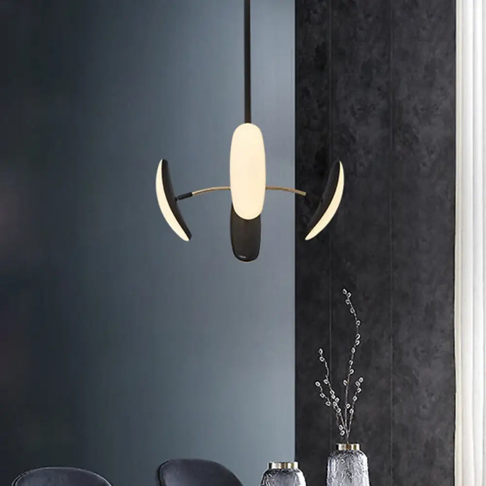 Contemporary Rotatable Oval Chandelier Acrylic 4/6 Heads Black Ceiling Pendant for Dining Room 18’’/21.5’’ Wide Black