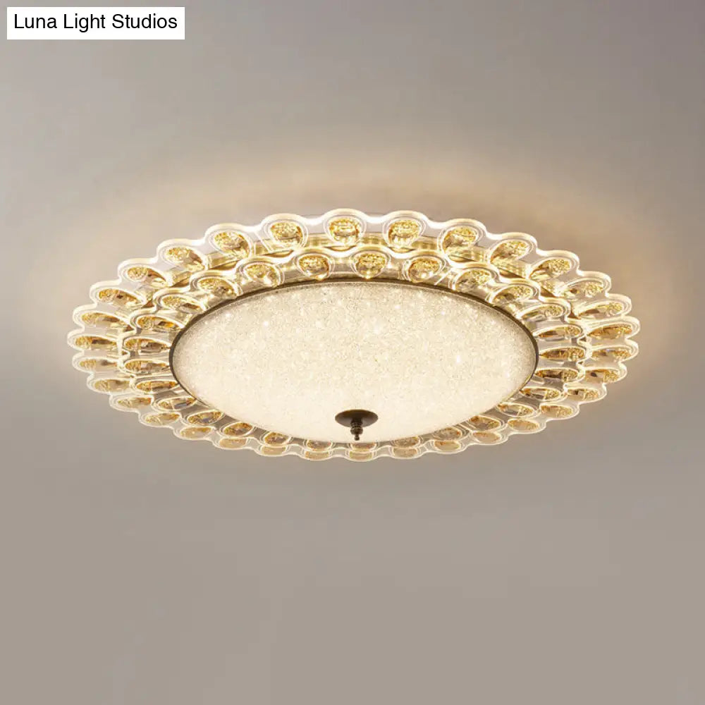 Contemporary Yellow Crystal Flushmount Led Ceiling Light For Drawing Room - 16’/23.5’ Wide