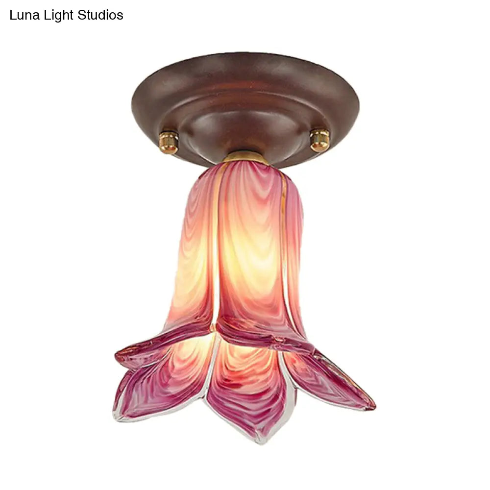 Countryside 1 - Light Metal Ceiling Lamp For Living Room Led Flush Mount Lighting - Lily/Tulip