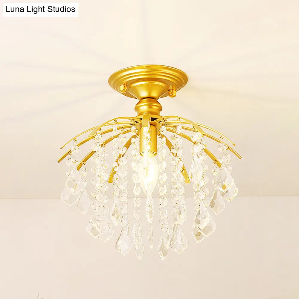 Crystal Tassel Semi Flush Mount Ceiling Light For Country - Style Interiors