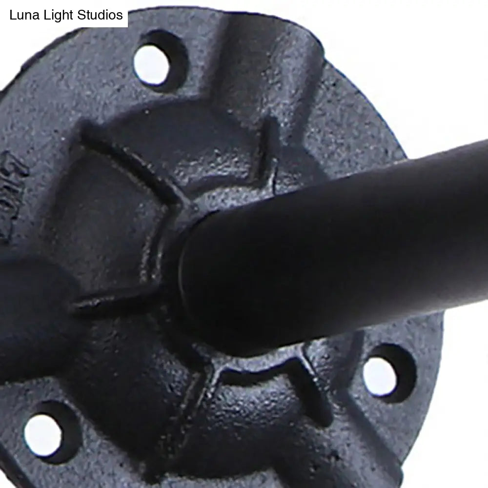 Curved Pipe Metal Wall Mount Sconce With Conic Shade - Industrial Style Hallway Lamp In Black