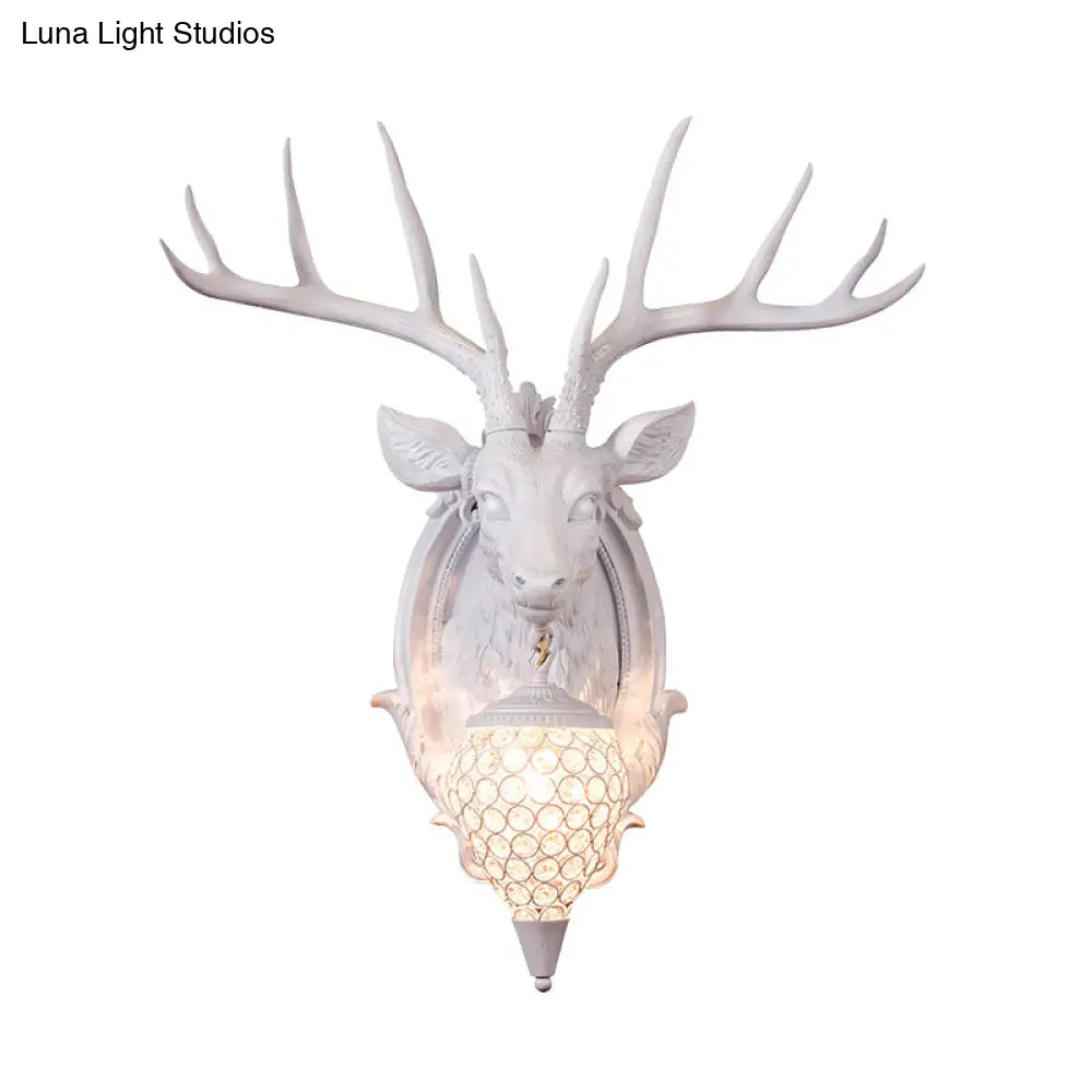 Deer Shaped Wall Mounted Light With Hand-Cut Crystal Shade - Cottage Style Sconce 1 Bulb
