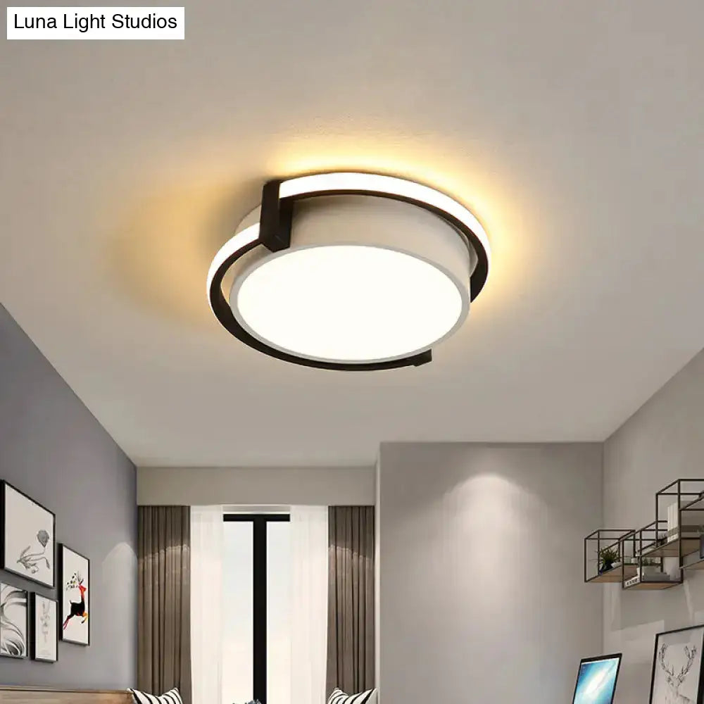 Dorm Room Led Flushmount Ceiling Light With Minimalist Design And Acrylic Shade (Grey/White) -