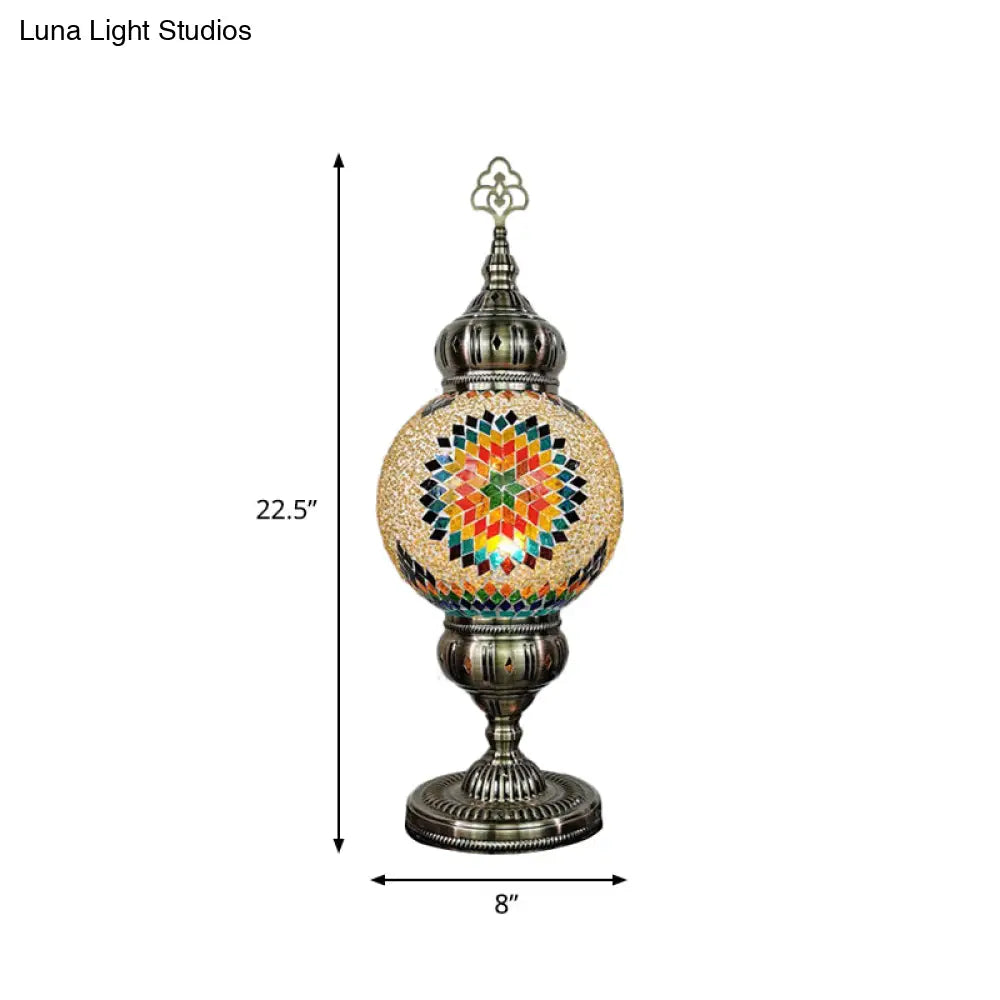 Ellie - Handcrafted Vintage Glass Ball Desk Lamp | 1 Head Nightstand Light In