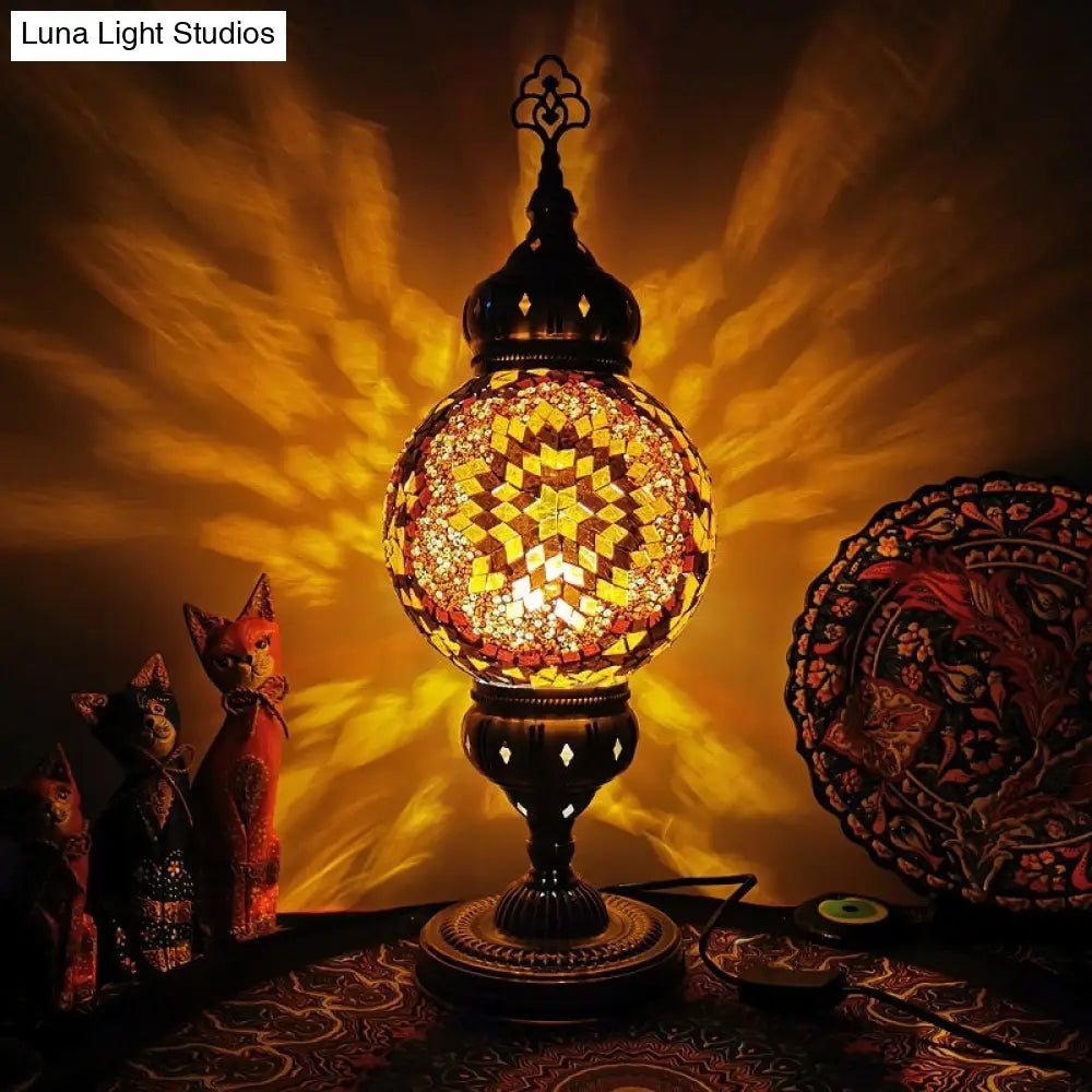 Ellie - Handcrafted Vintage Glass Ball Desk Lamp | 1 Head Nightstand Light In