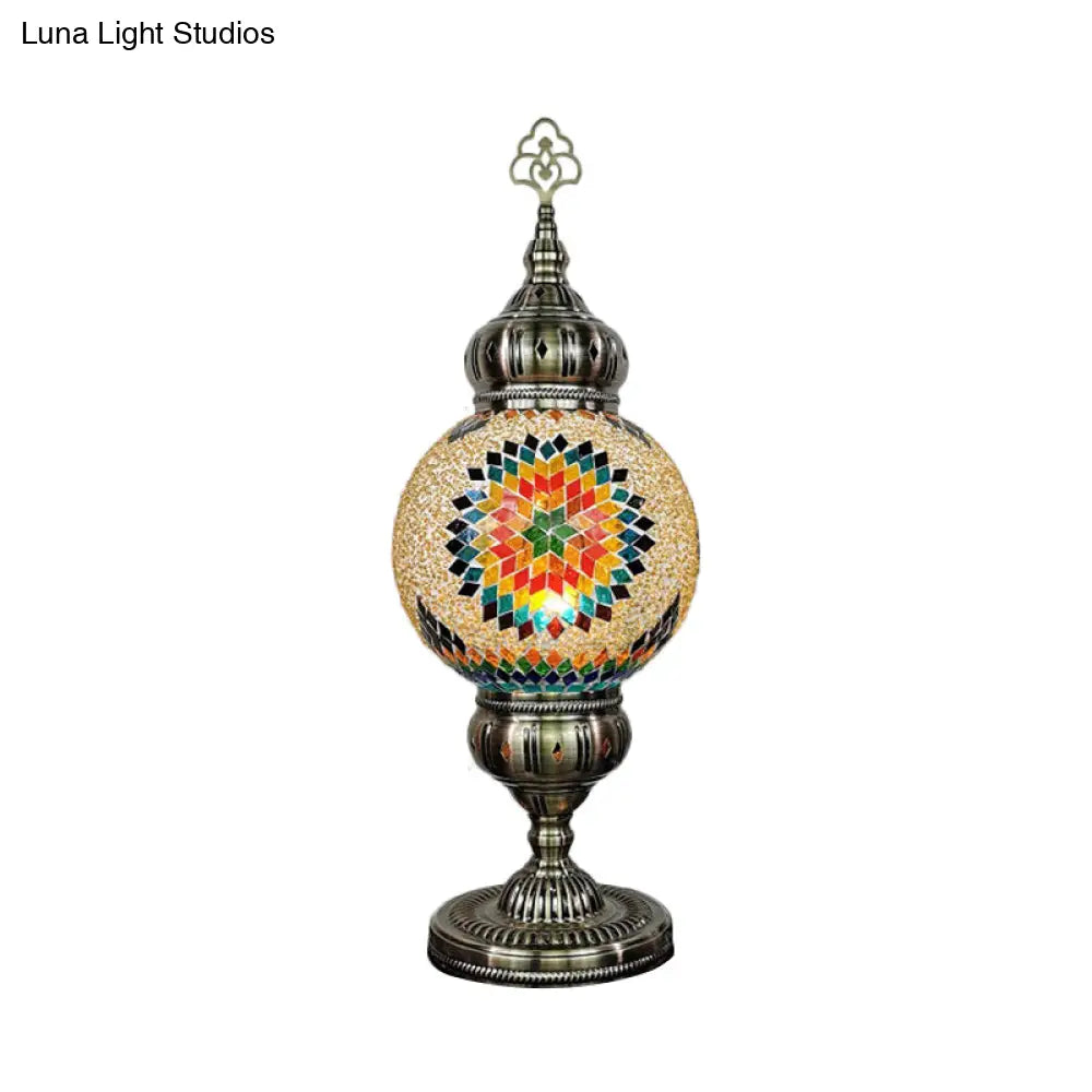 Ellie - Handcrafted Vintage Glass Ball Desk Lamp | 1 Head Nightstand Light In