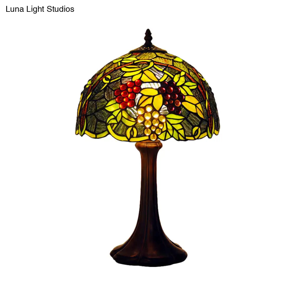 Émilie - Tiffany Single Bronze Finish Green Stained Glass Grapevine Night Light