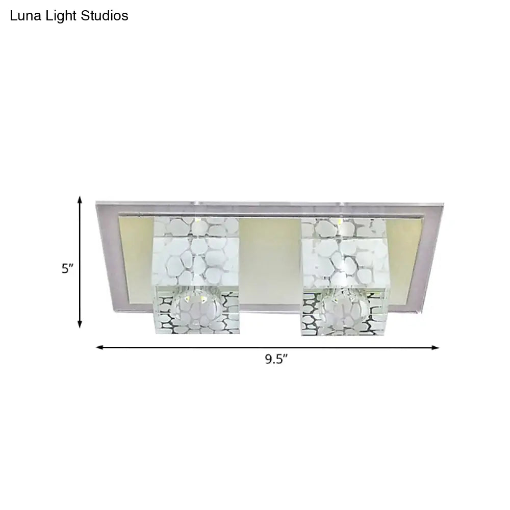 Faceted Glass Led Ceiling Flush Light Fixture - Modern Nordic Cubic Design For Living Room